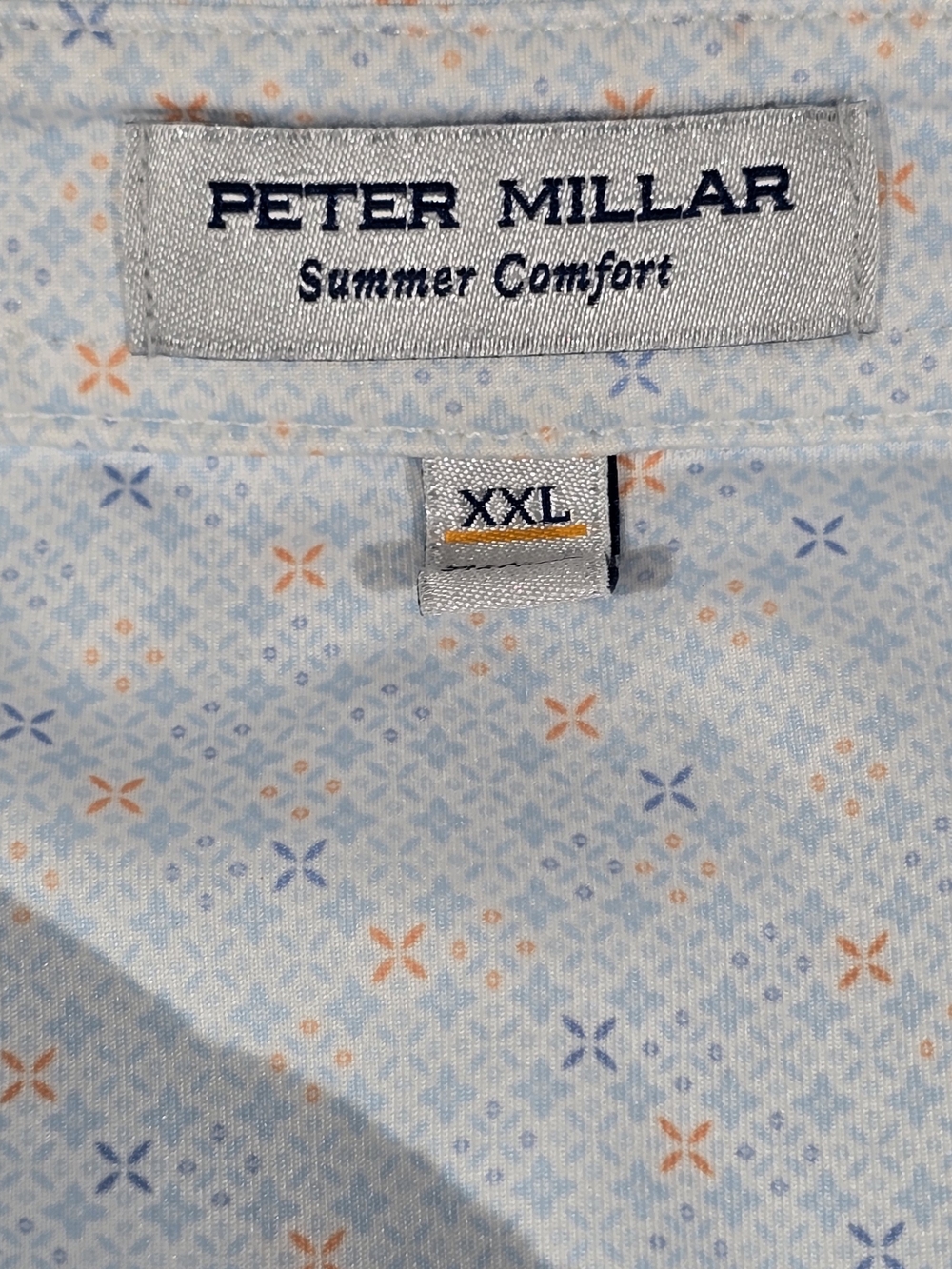 Peter Millar Men's Light Blue Patterned Summer Comfort Shirt